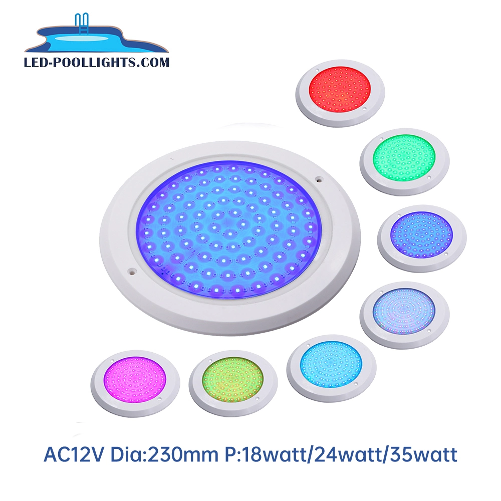 8mm PC 12V 18W Resin Filled RGB LED Pool Light IP68 Swimming Pool Underwater Light