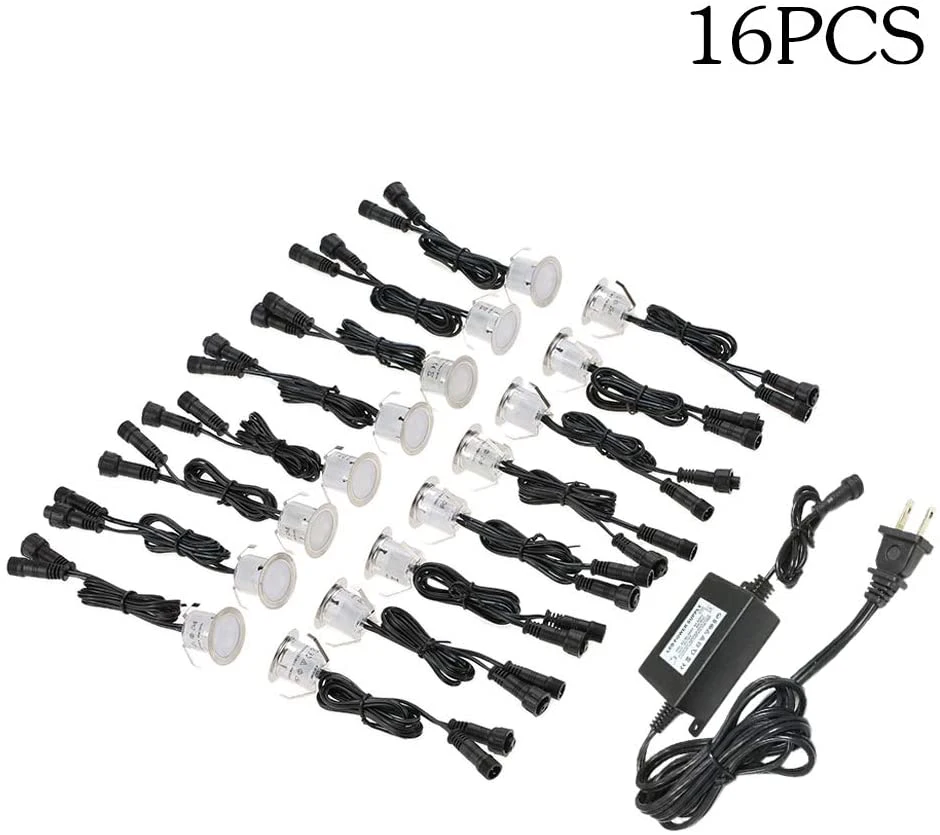LED Deck Light Kit, 10 Pieces; 1.22″ WiFi Wireless Smartphone Controlled Low Voltage Recessed RGB Desk Light