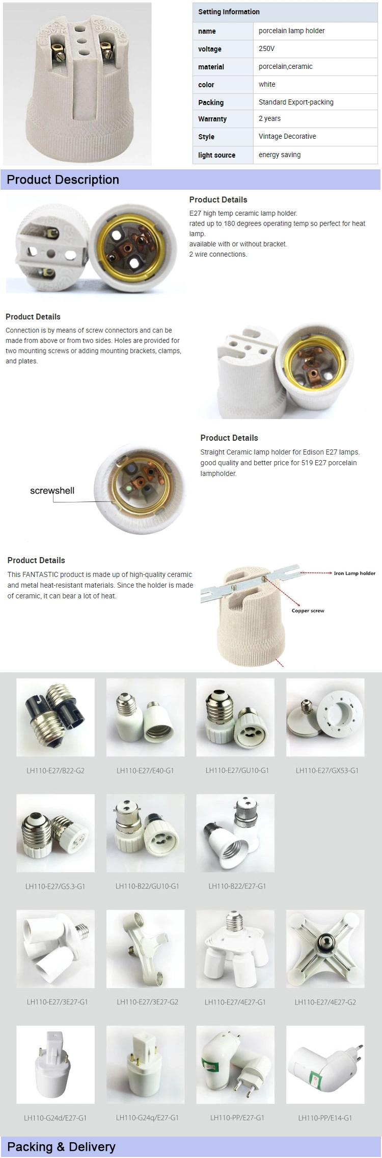 High Quality Design Lighting Base Light Socket Lampholder
