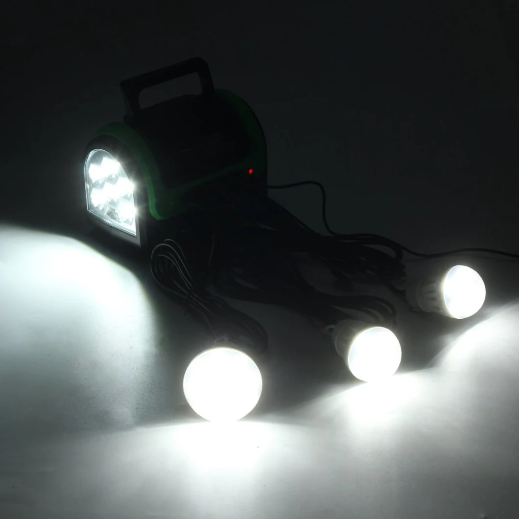 Indoor 5W Solar Home Lighting System with 3LED Lighting Bulb Solar Radio with FM Players