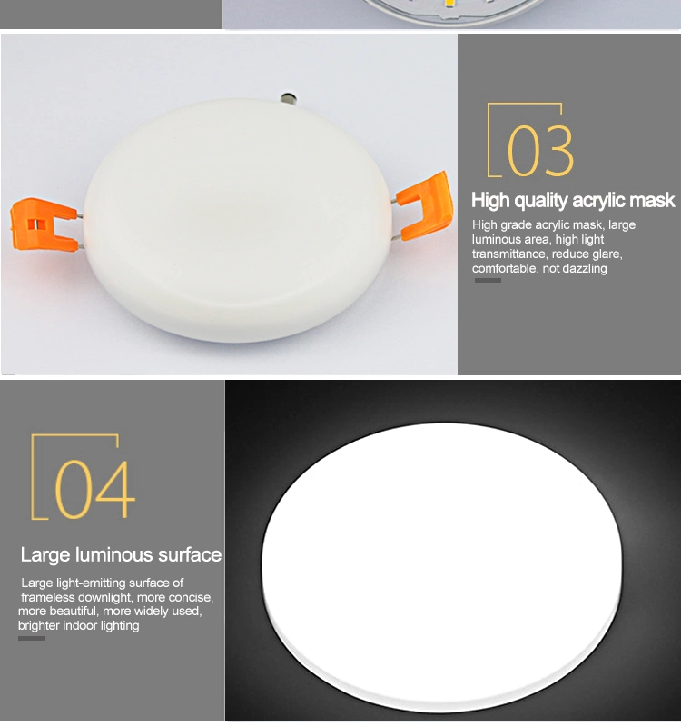Recessed Panel Lighting 8W/15W/20W/24W Frameless Round LED Home Lighting