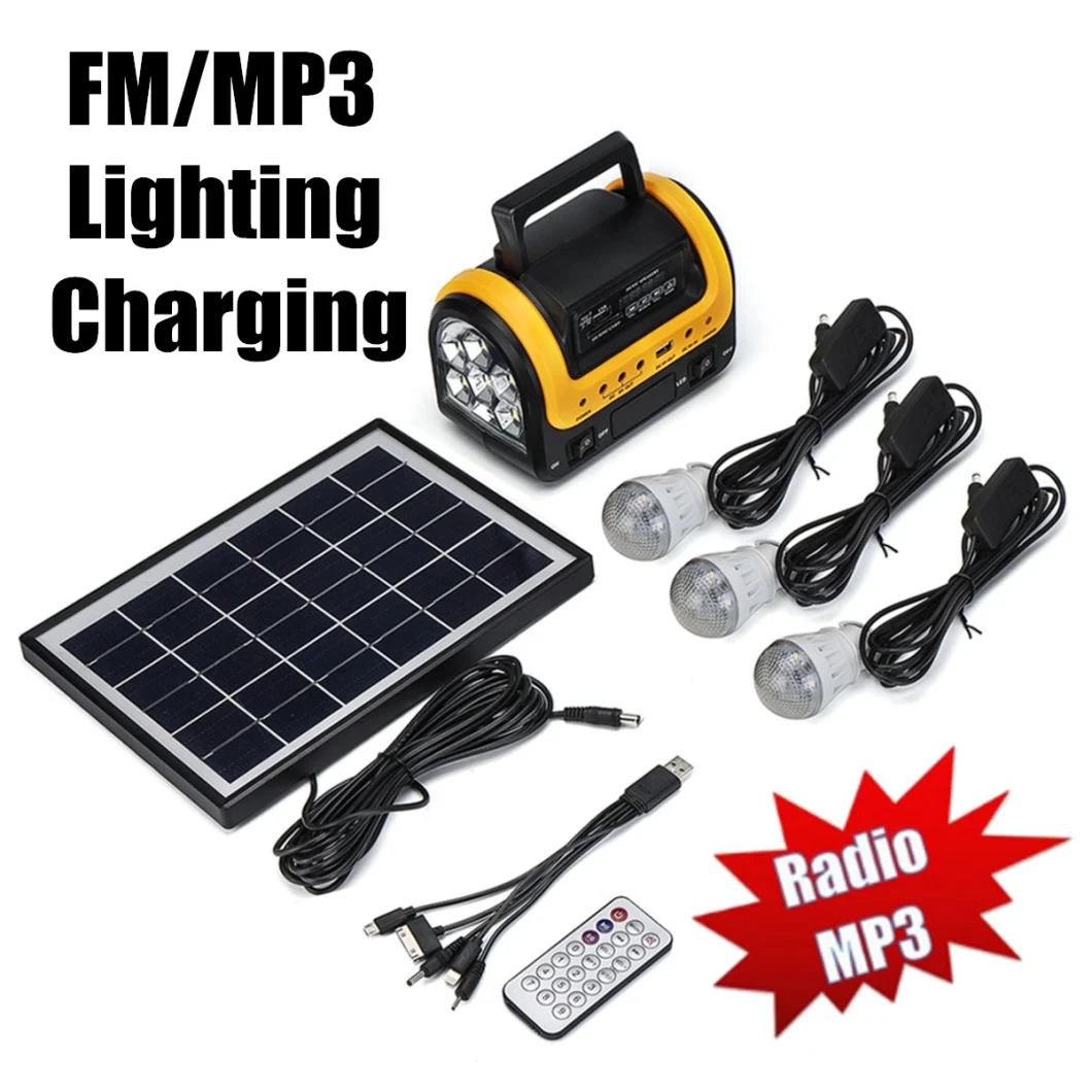 Indoor 5W Solar Home Lighting System with 3LED Lighting Bulb Solar Radio with FM Players