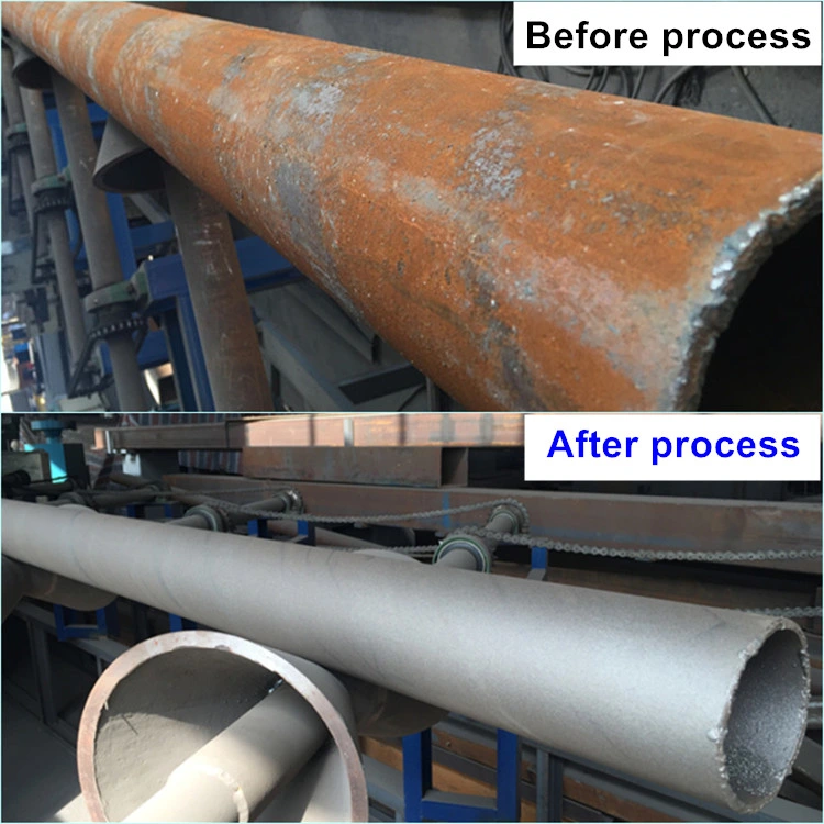 Round Steel Pipe Outer/External Wall Shot Blasting Cleaning Machine