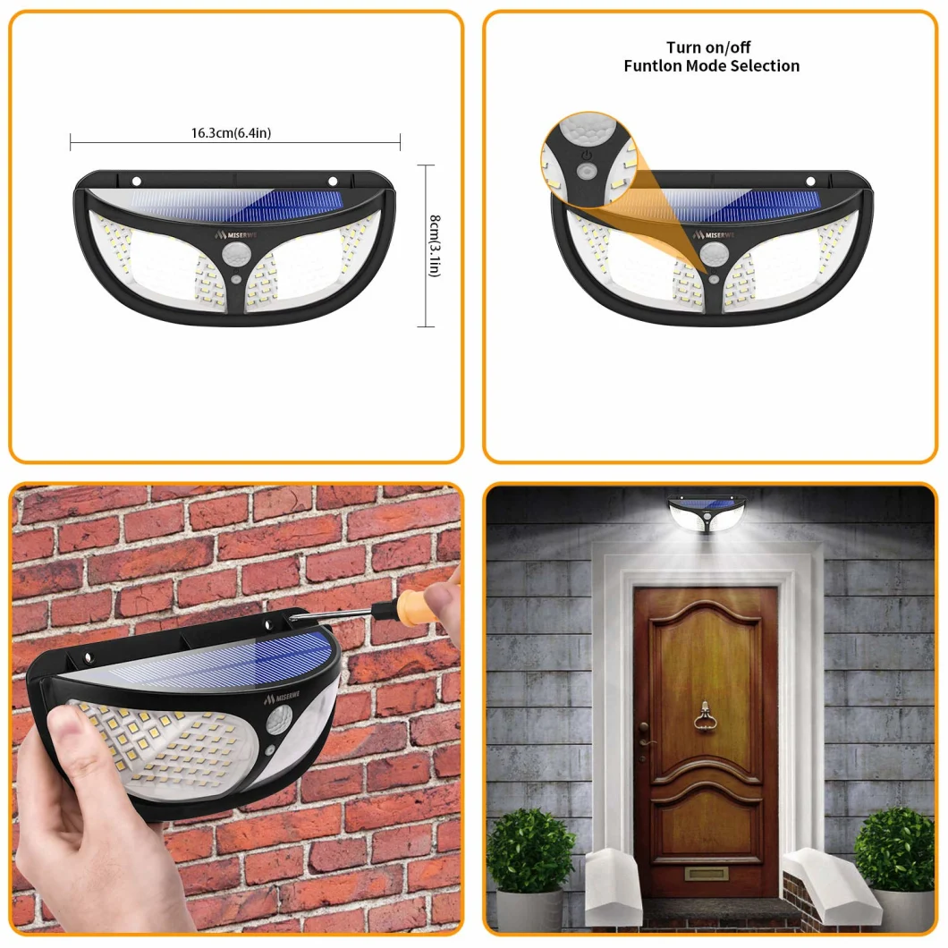 2020 Outdoor Waterproof Wall Lighting LED Solar Powered Garden Outdoor Spot Lamp Wall Lights with Panel