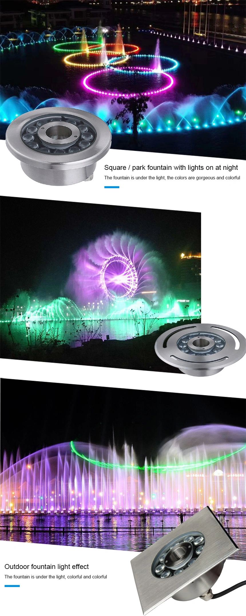 Landscape Musical Dancing Dry Fountain LED Underwater Ring Light
