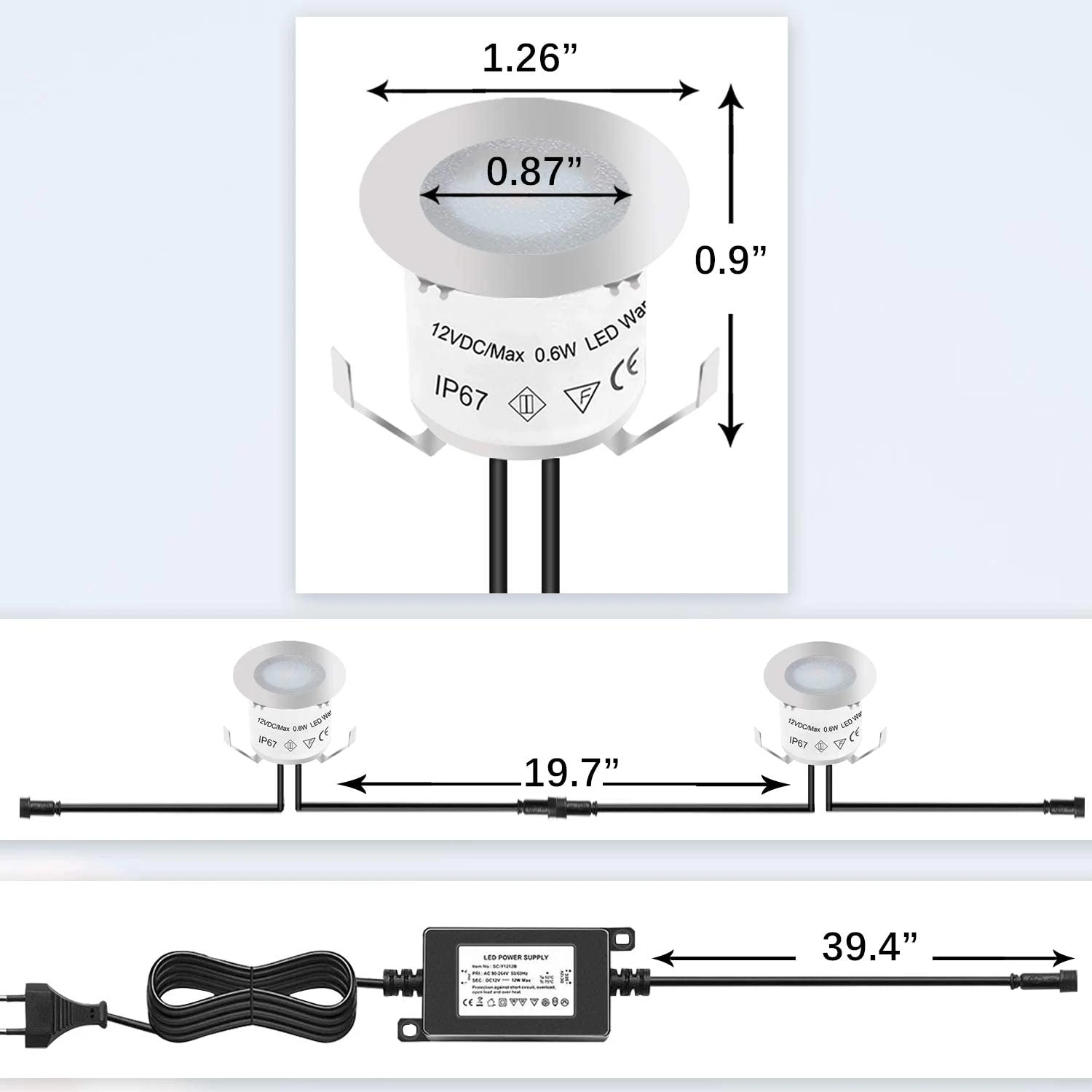 0.6W LED Deck Light 12V Low Voltage LED Deck Lighting Deck Outdoor Lighting