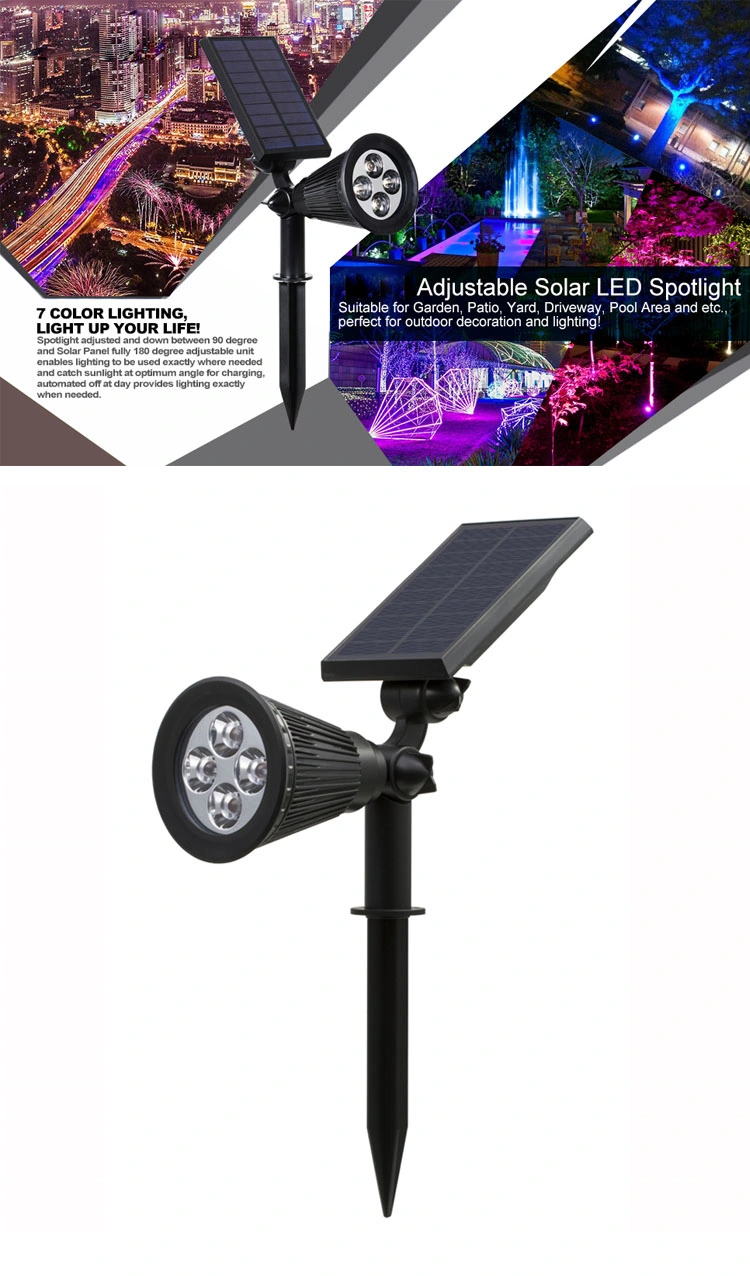 Solar Powered LED Lamp Adjustable Solar Spotlight in-Ground IP65 Waterproof Landscape Wall Light Outdoor Lighting