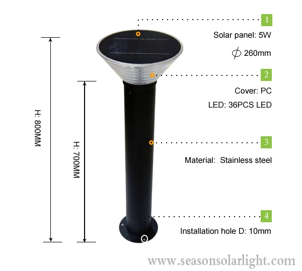 Outdoor Lighting 5W LED Garden Light with Solar Lighting System
