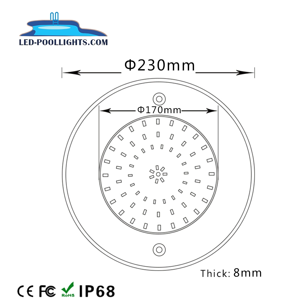 2018 Newest 8mm Thickness 18W RGB 12vstainless Steel Swimming Pool Light IP68 LED Underwater Lighting Private Mode