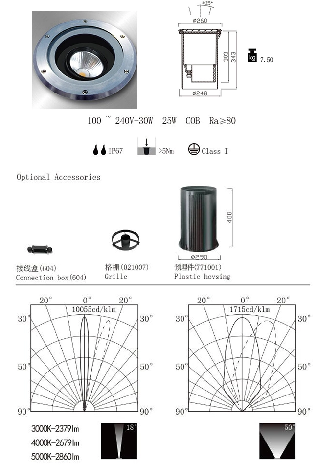 High Power Under Ground COB Fixture, in Ground LED Light
