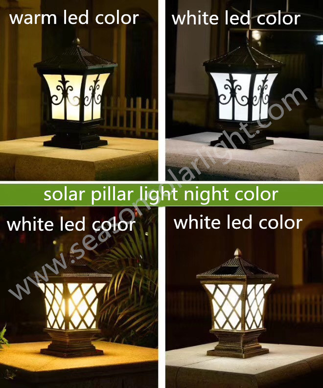 2-in-1 LED Lighting Lamp Outdoor Solar Power Pillar Lamp for Garden Landscape Lighting
