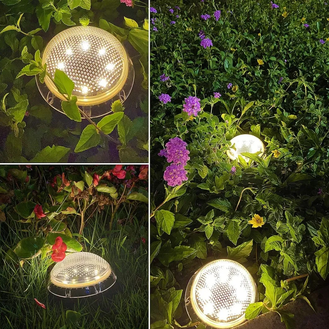 Simva IP67 Waterproof 8 LED Disk Light, Pathway Lights Fairy Garden Lights, Outdoor LED Solar Ground Lights Lamp, Solar Ground Lights, Solar Ground Lights Lamp