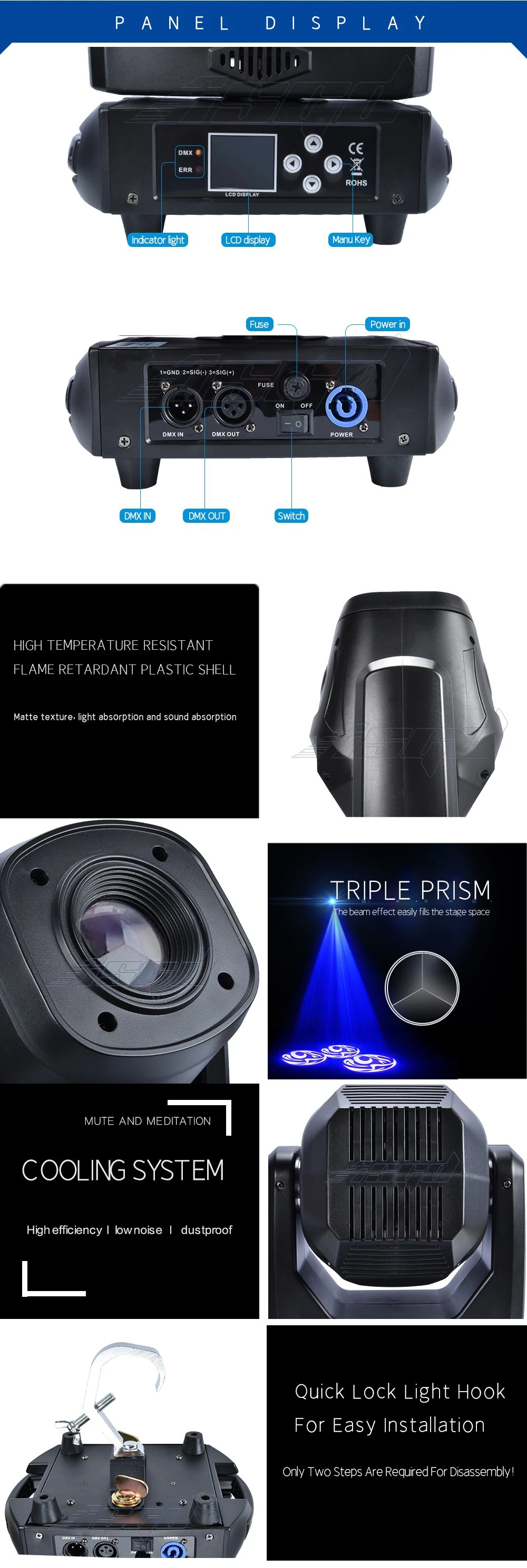 LED Moving Head Lighting 100W Stage Spot Lights DMX DJ KTV