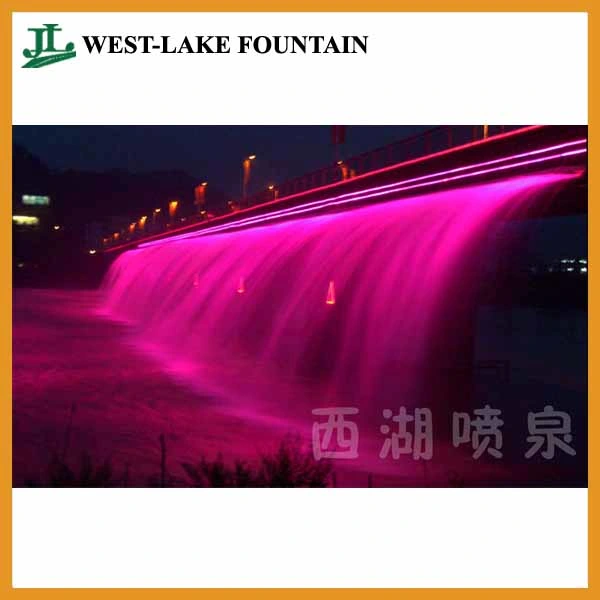 bridge rainbow light waterfall fountain