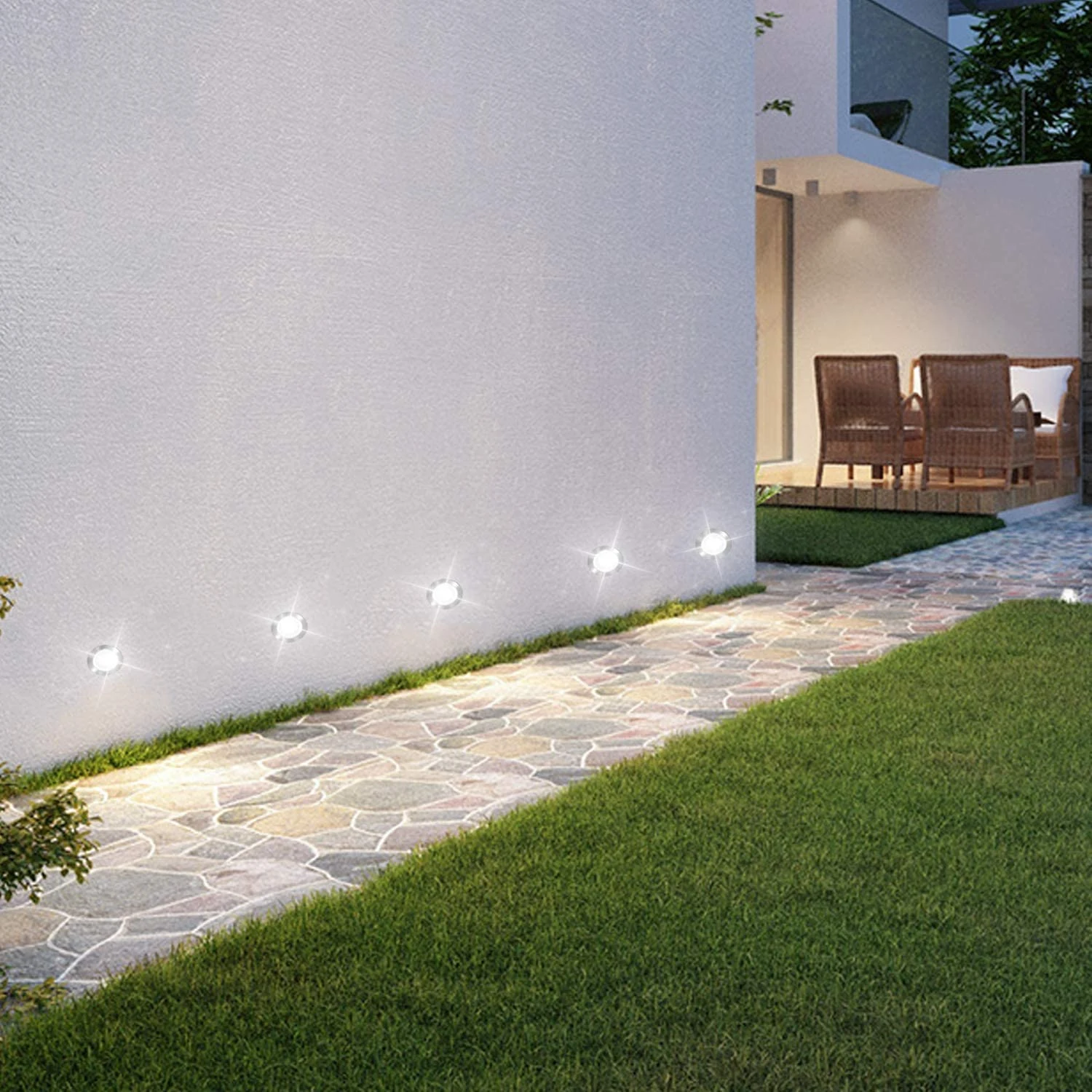 LED Deck Light Kit, 10 Pieces; 1.22″ WiFi Wireless Smartphone Controlled Low Voltage Recessed RGB Desk Light