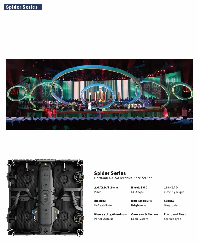 P3.9mm Spider Series 500X500mm Indoor Rental LED Display Screen for Stage Back Ground Lighting, Indoor Portable Rental LED Screen Panel for Night Club