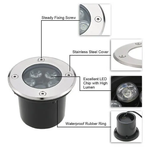 Recessed Floor Round LED Deck Garden Underground Buried Inground Light