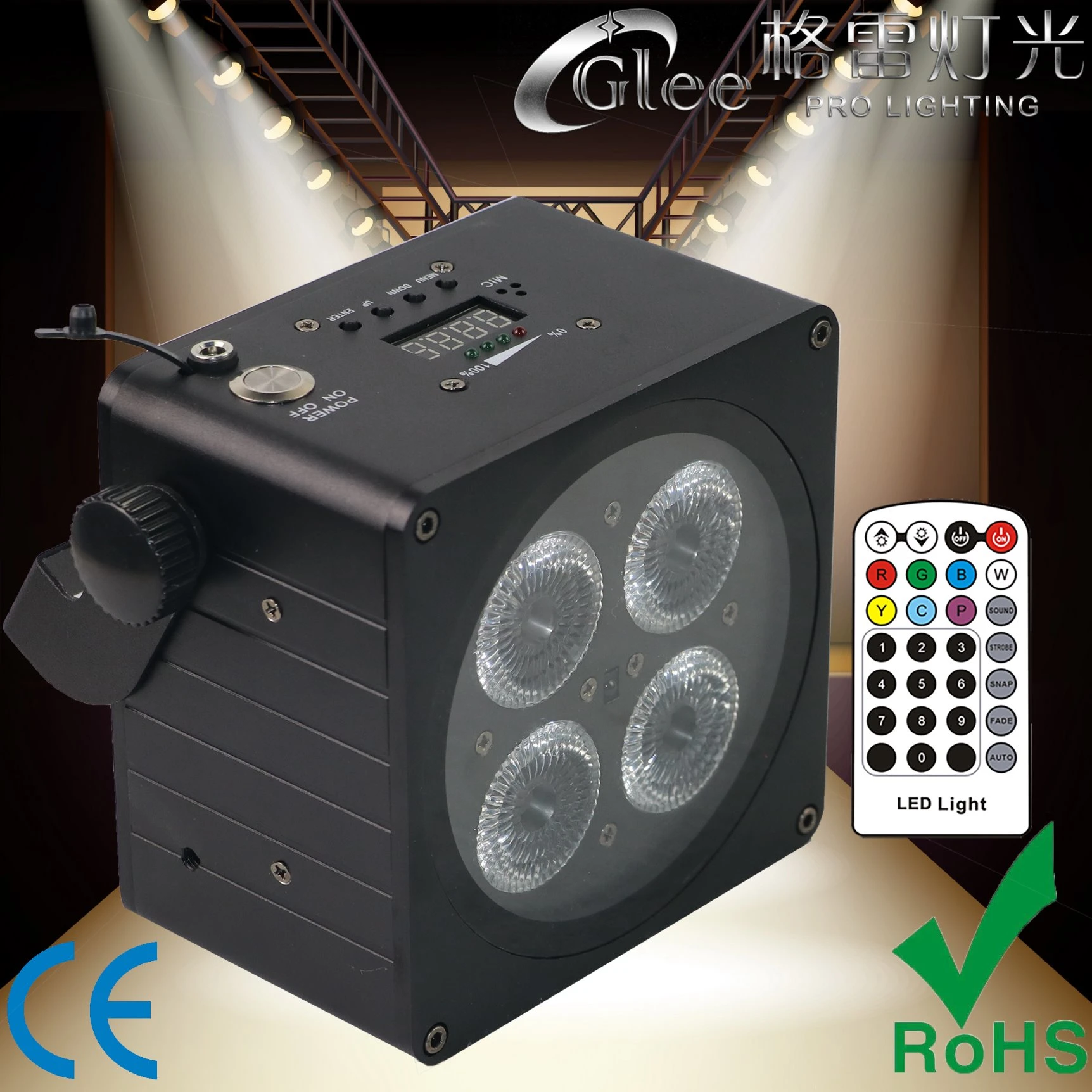6 in 1 4 LED Battery Powered Wireless Remote Control PAR Lighting