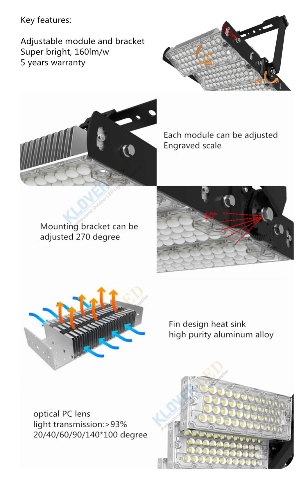 LED Industrial Commercial Lighting 720W LED Flood Light for Playground Lighting