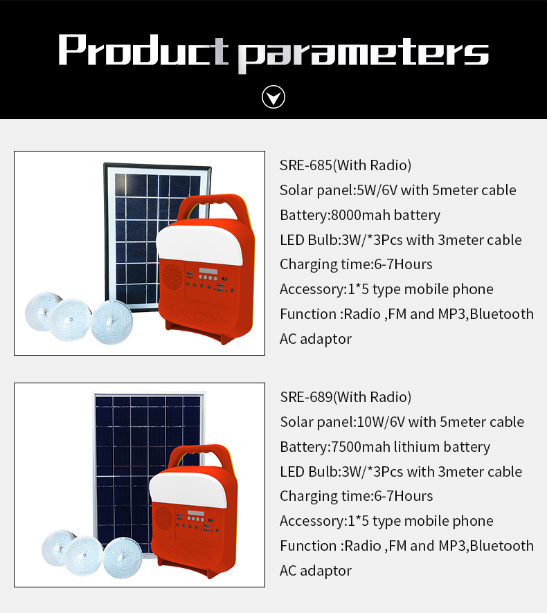 LED Lighting Portable Solar Home Lighting Radio Solar MP3 Player 10W Solar System Sre689