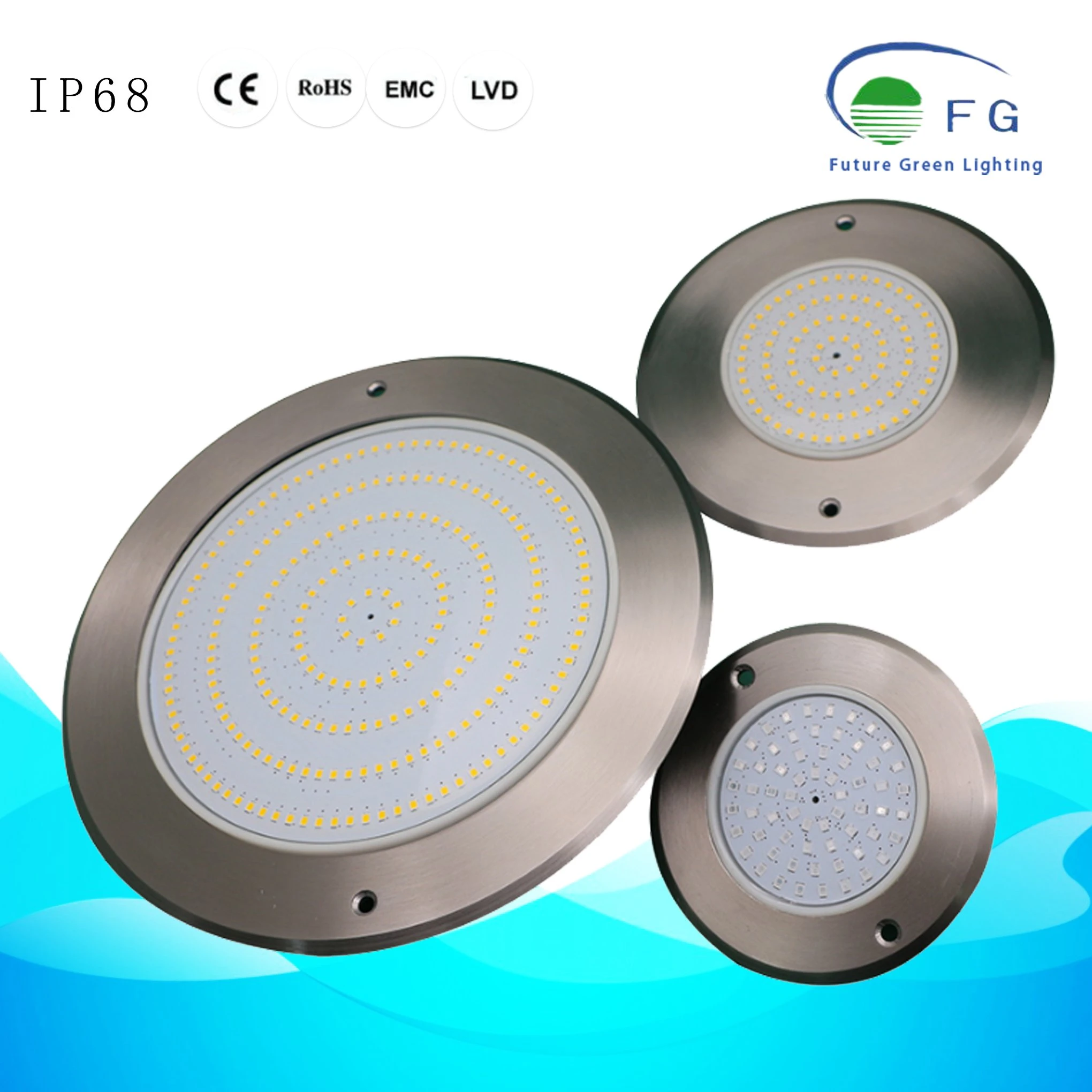IP68 Multicolor 8mm Thick LED Underwater Light 316ss LED Pool Light
