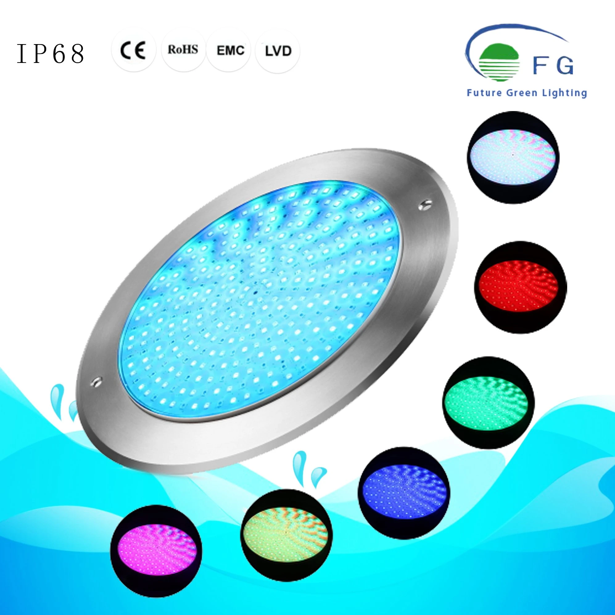 IP68 Multicolor 8mm Thick LED Underwater Light 316ss LED Pool Light